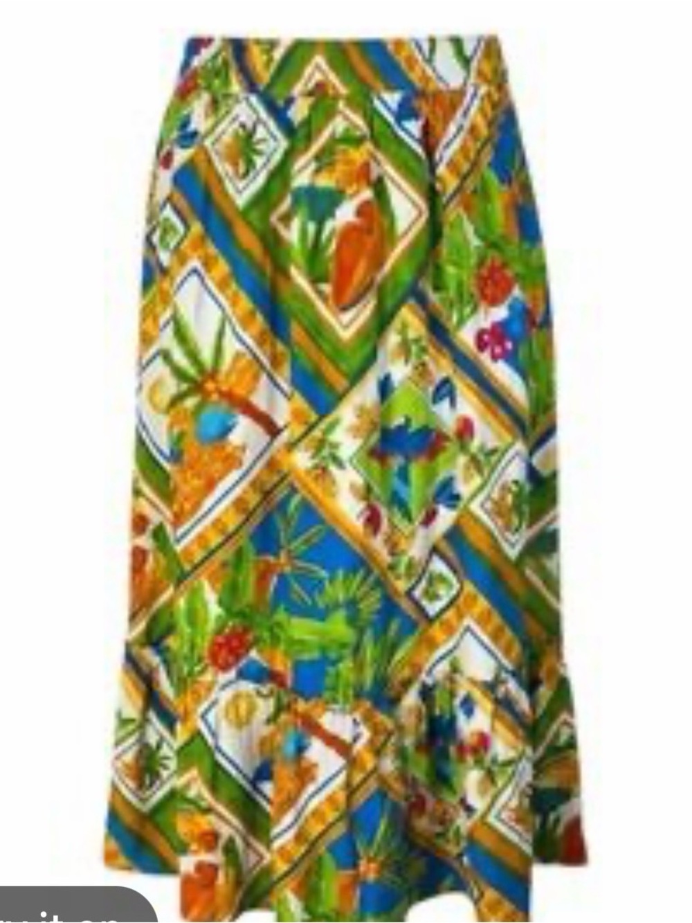 Christian Siriano Multicolor Tropical Maxi Skirt with Elastic Waist Size Medium